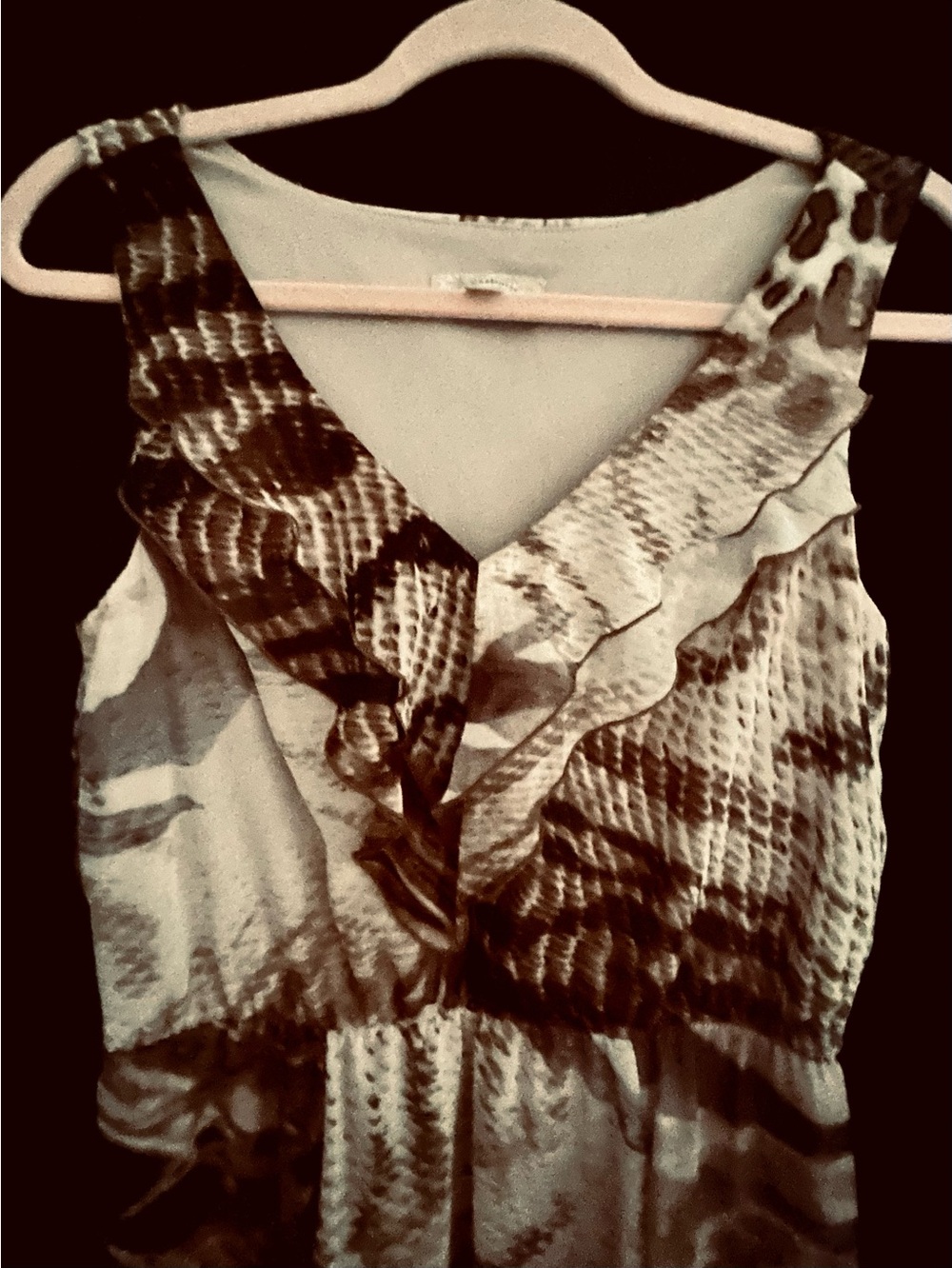 Dress Barn Brown and Cream Animal-Print Midi Dress
